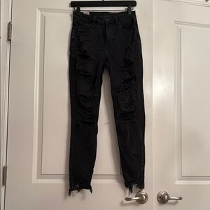 American Eagle Stretch Distressed Black Jeans for Women